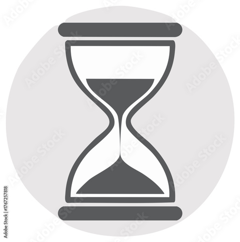 Vector graphic of hourglass showing passage of time on gray background
