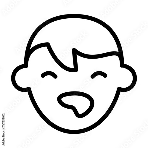Sleep Deprived Face Vector Line Icon Design