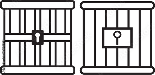 jail icon set. Editable stroke. Trendy glyph icon of secure jail cell structure