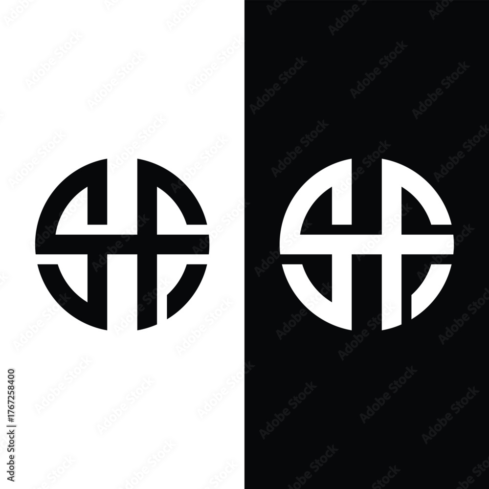 Obraz premium Modern SHF Monogram Circle logo Stock Vector.