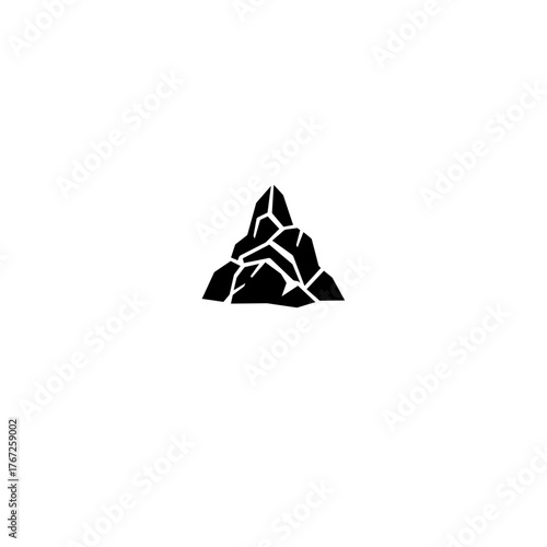 Simple black mountain peak icon isolated on white.
