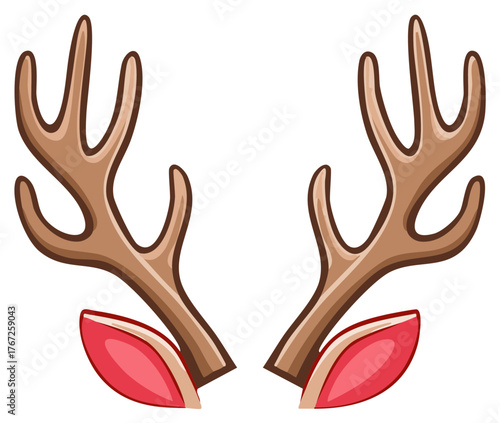 Cute cartoon reindeer antlers and ears festive holiday decoration
