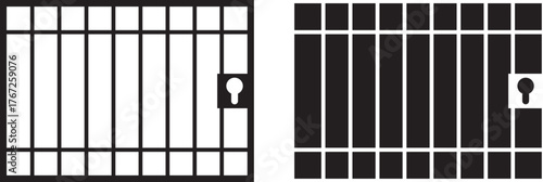 jail icon set. Editable stroke. Trendy glyph icon of secure jail cell structure