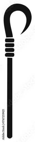 Black silhouette of a shepherd's crook, pastoral staff icon