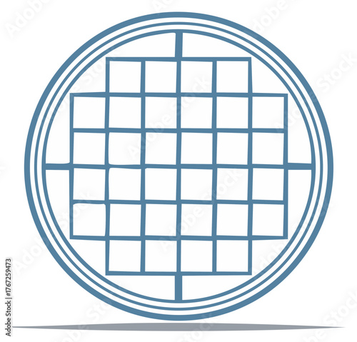 Blue Grid Plate Square Pattern in Circle Shape Design Element