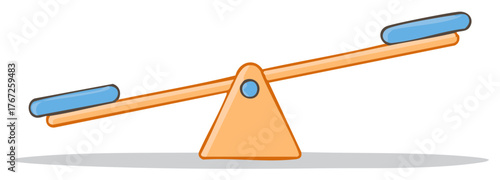 Cartoon See-Saw Balancing Act in Playground Vector Design