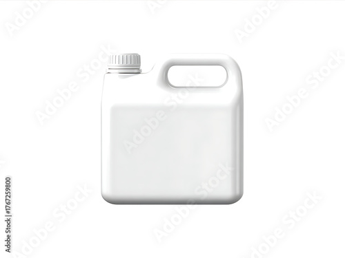 White plastic jug with handle and cap isolated on white background