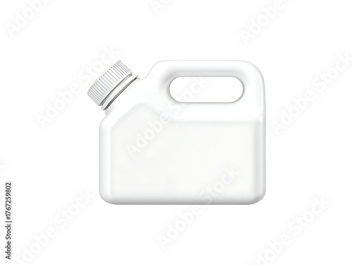 White plastic jerry can with handle and screw cap