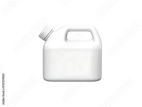 White plastic jerry can with handle and spout