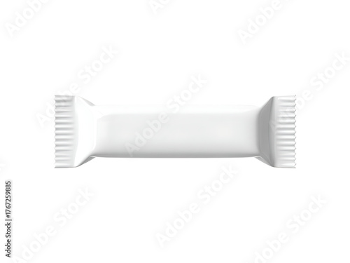 Blank white snack bar wrapper isolated on white background