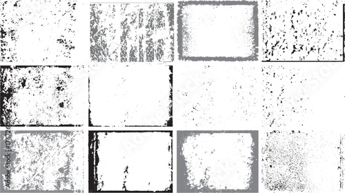 Collection of dirty grunge textures and retro frame elements for design use. Abstract grunge frames and banners vector set for creative vintage backgrounds. 