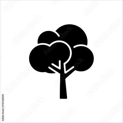 Red vector tree icon silhouette with heart shapes and a cloud is a symbol of love and romance for Valentine's Day design