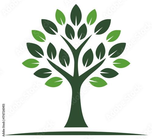 Stylized Green Tree Vector Icon Symbolizing Nature Growth and Ecology