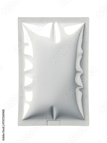 Blank white sachet packaging mockup isolated on white background