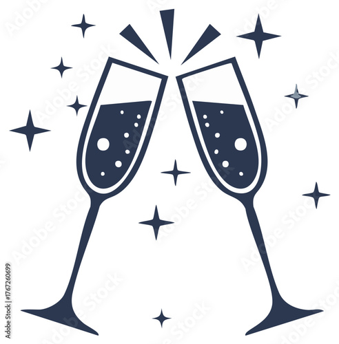Champagne Flutes Toasting Celebration Sparkling Event Icon