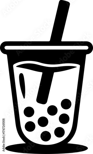 Bubble tea boba cup silhouette vector illustration