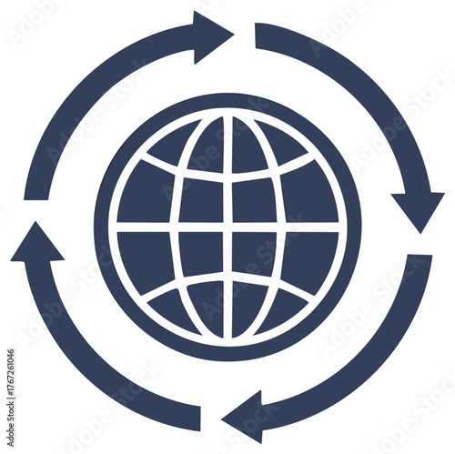 Global Circulation Arrows Around Earth Globe Icon Seamless Loop Concept