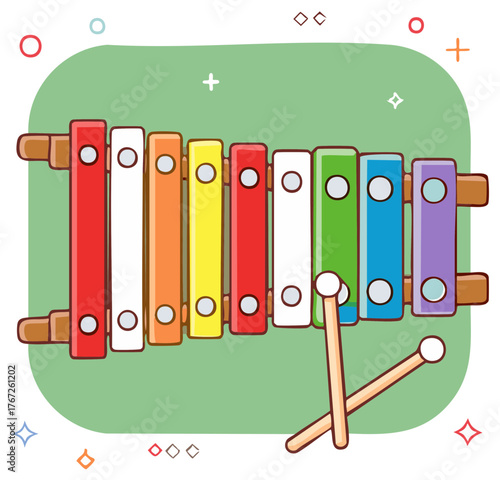 Colorful Xylophone with Mallets for Musical Learning and Playful Creative Designs