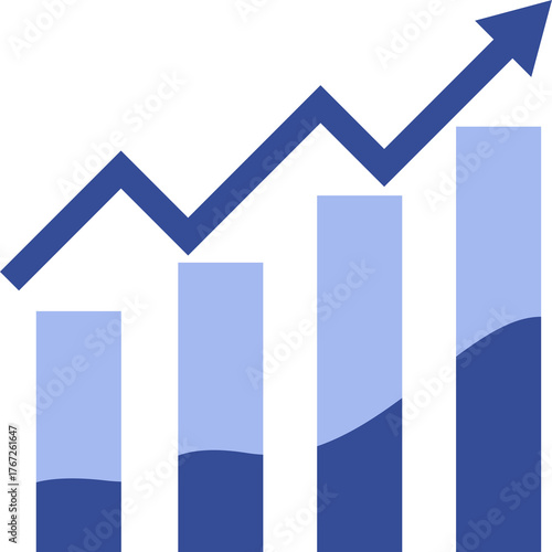 Graph going up sign with arrows.Sales bar chart symbol icon with arrow moving up vector illustration
