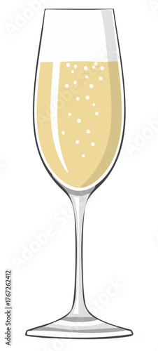 Elegant champagne flute with sparkling wine for celebration or festive occasion