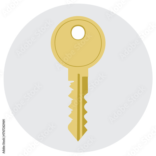 Golden key graphic symbol for unlocking access security solutions