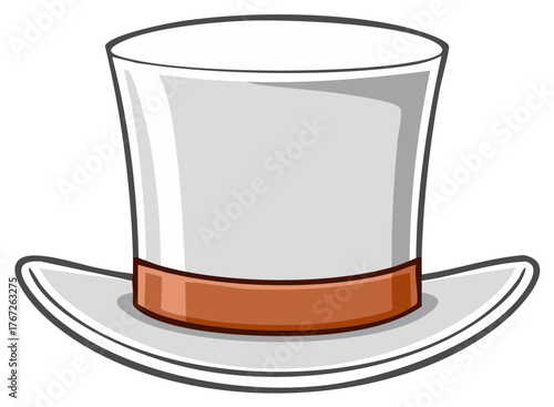 Elegant Top Hat Graphic Illustration with Ribbon Accents for Fashion Accessories and Formal Wear Designs