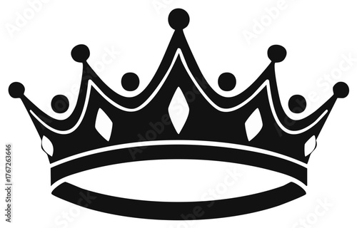 Elegant Crown Design Silhouette Black Icon for Royalty and Regal Symbolism Illustrations