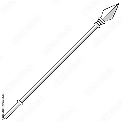 Illustration of a Medieval Spear or Javelin Weapon on a Plain Background