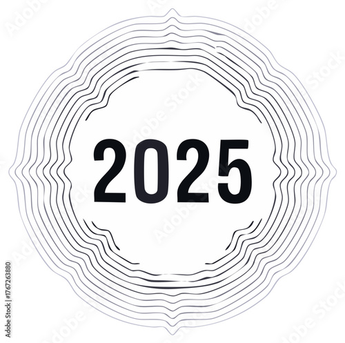 New Year 2025 Design Concept with Concentric Circle Pattern Creative and Abstract