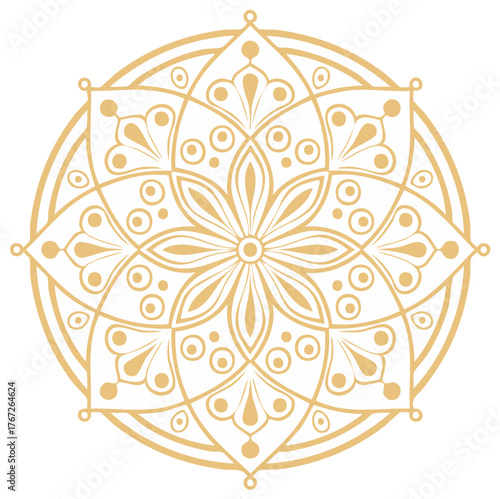 Golden Mandala Pattern Ornament for Elegant Decoration and Sacred Geometric Art