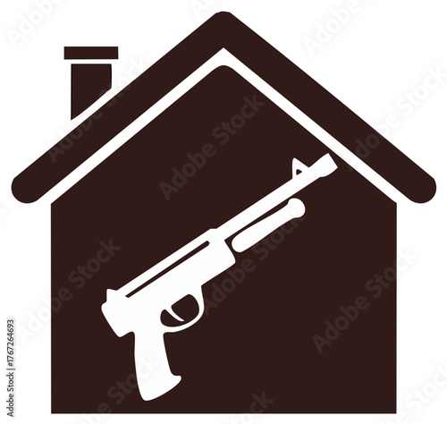 Firearm in a home symbol representing gun ownership and self defense