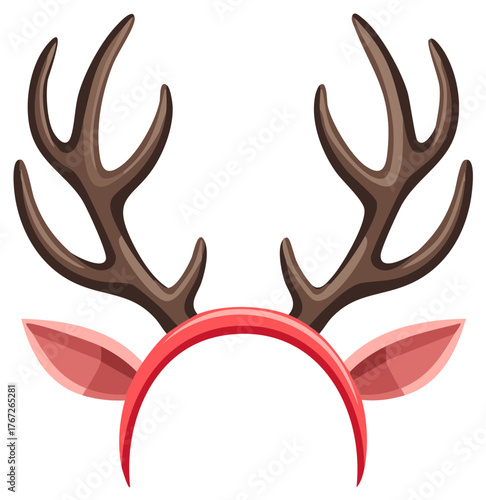 Festive cartoon reindeer antler headband with ears for a Christmas party costume