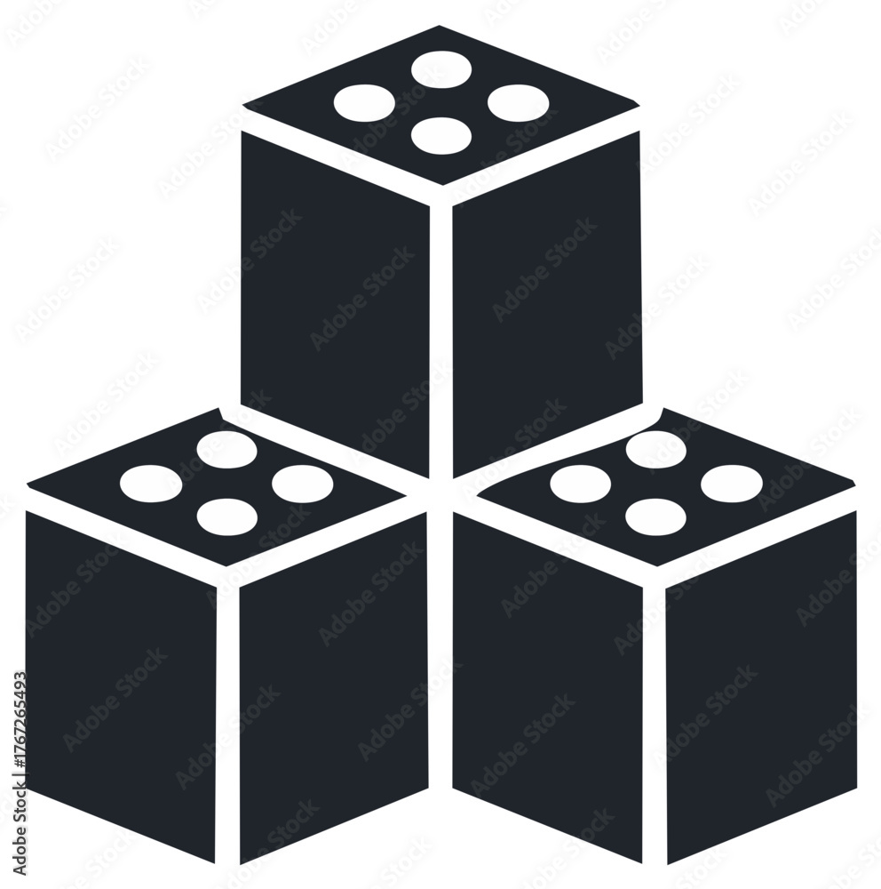 Naklejka premium Stacked dark building blocks with white dots, vector illustration.