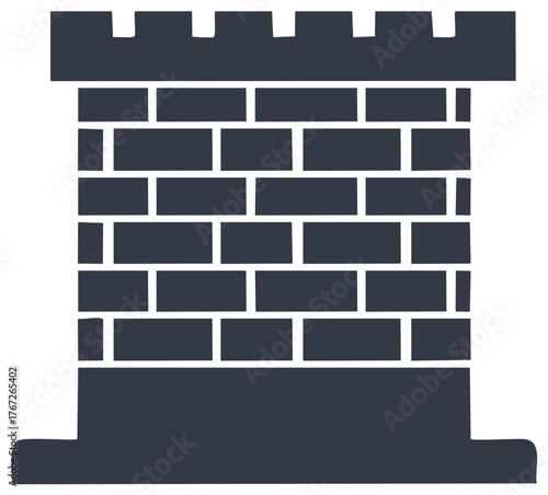 Simple illustration of a brick castle tower with battlements and a strong foundation