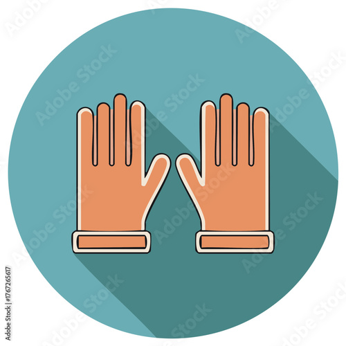 Protective Work Gloves Icon Vector Design Illustration in Cartoon Style on Blue Circle for Various Industries