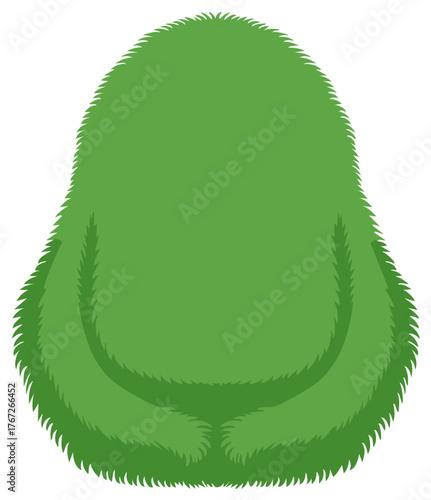 Abstract green fuzzy egg shape with textured fringe edges and shaded contours