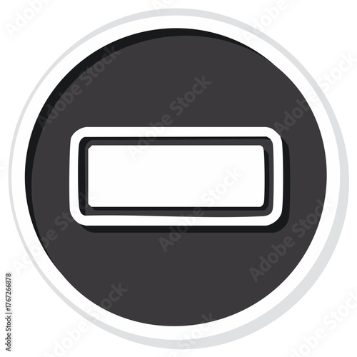 Monochrome Minus Symbol Icon in Circle Shape with White Background and Shadows Graphic Sign