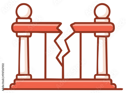 Broken fence or railing icon representing division failure and destruction