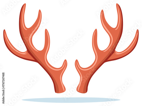 Stylized cartoon deer antlers illustration perfect for Christmas holiday designs and winter animal themes