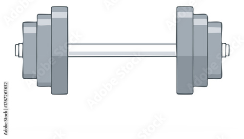 Grey Dumbbell Illustration for Strength Training Exercise and Fitness Equipment