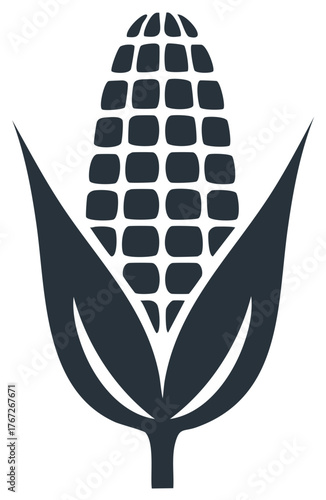 Stylized corn cob icon illustration Fresh maize food symbol Agriculture harvest vegetable icon