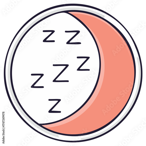 Sleep symbol representing insomnia or sleepiness with Zzz letters and moon shape in muted colors