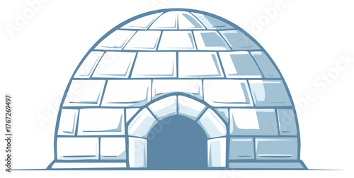 Cartoon Igloo Home Made of Snow Bricks Architecture Residence Structure Building Winter