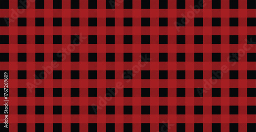 Red Black Lumberjack plaid seamless pattern . Red gingham texture background pattern . Tartans seamless pattern. The combination of Red and black.Check plaid pattern Red , black color vector
