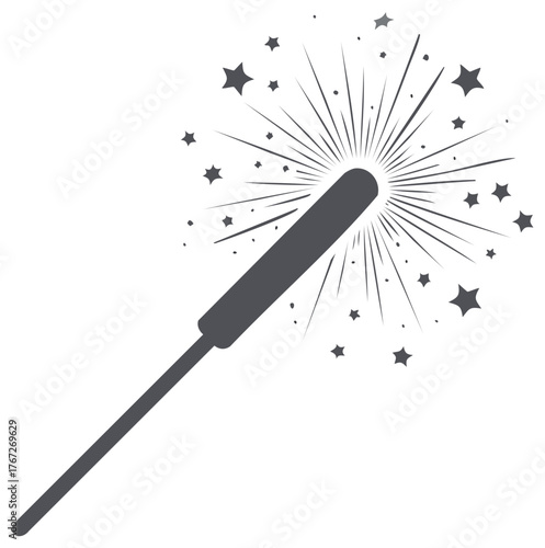 Vector Sparkler Icon with Bursting Stars Celebration Holiday New Year Party