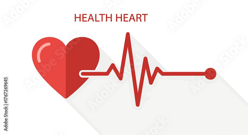 Red heart symbol with a heartbeat line extending from it, representing health and cardiology.