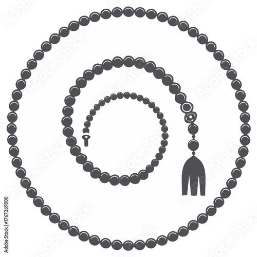 Islamic prayer beads design spiral Muslim rosary tasbih icon religion traditional symbol