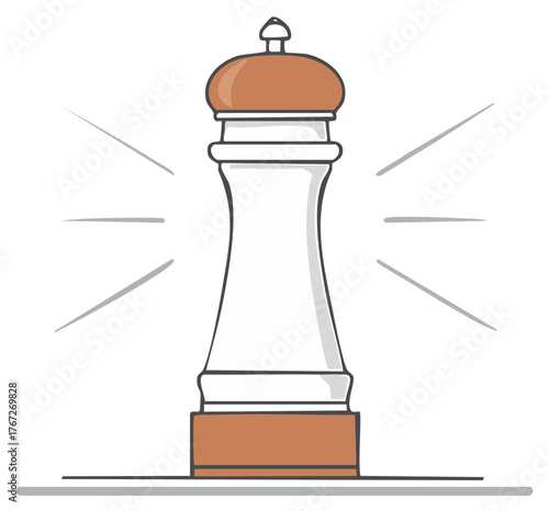 Illustration of a lighthouse with a retro appearance beaming light across the sea, navigation graphic