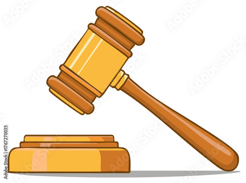 Golden Judge's Gavel About to Strike a Sounding Block for Justice