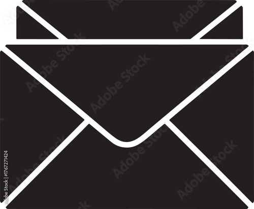 Dark Gray Envelope Silhouette on Checkered Background for Letter or Message Symbol